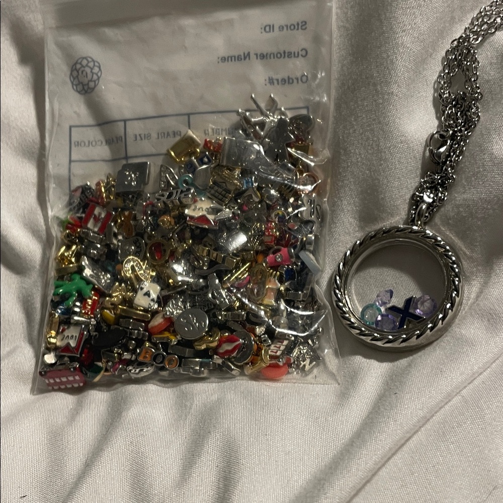 Large lot of Floating Charm and Locket Necklace